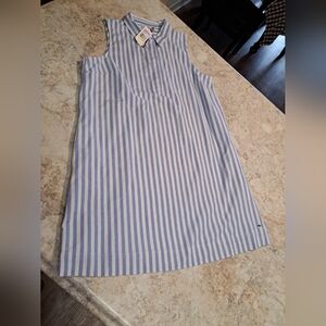 Vineyard Vines Sleeveless Popover Dress Collared Bayside Blue Stripe Sz M NWT